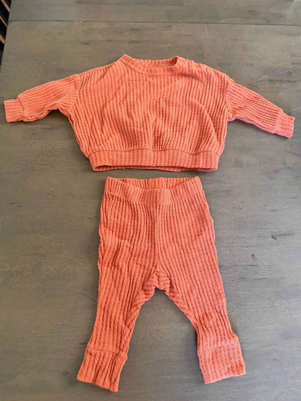 Cat and Jack Baby 2pc Cozy Ribbed Two-Piece Set in Burnt Orange